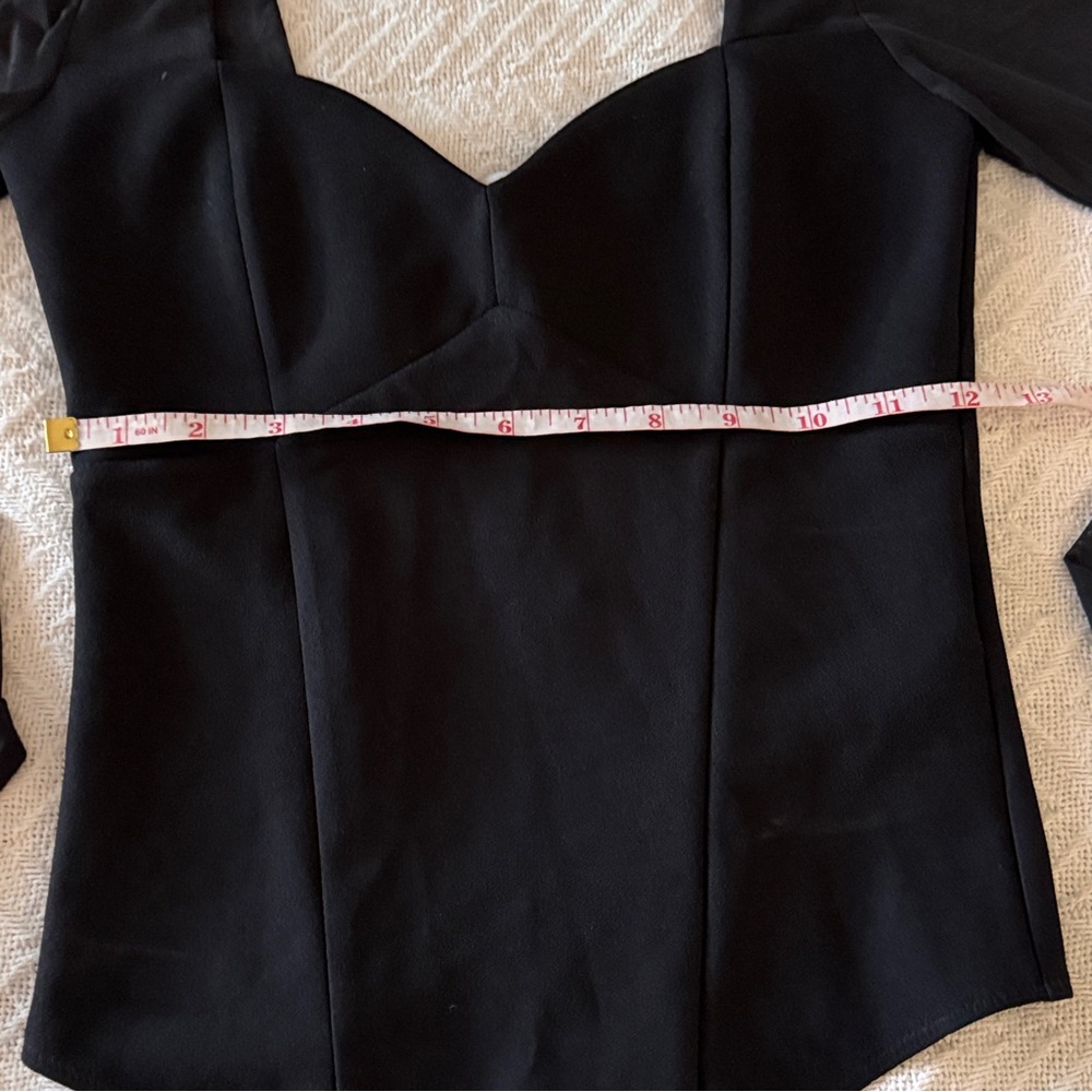 NWT Abercrombie Long-Sleeve Mesh Crepe Sweetheart Bodysuit in Black - Picture 9 of 15